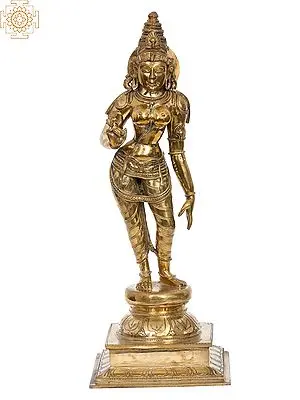 16" Standing Goddess Sivagami Panchaloha Bronze Idol from Swamimalai | Madhuchista Vidhana (Lost-Wax)