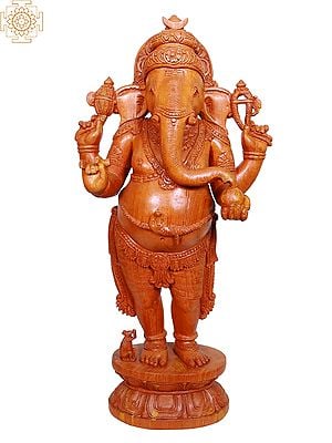 27" Wooden Standing Little Ganesha