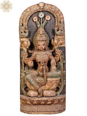 36" Large Wooden Goddess Lakshmi