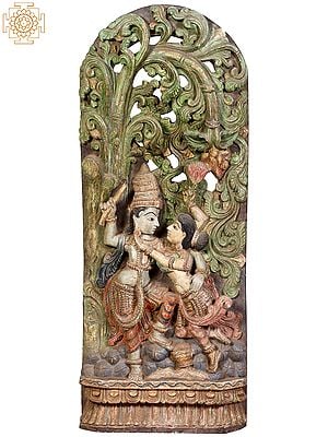 36" Large Wooden Radha Krishna