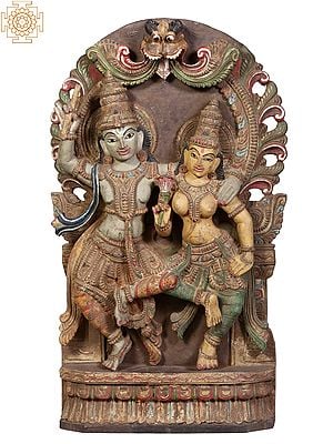 24" Wooden Dancing Radha Krishna