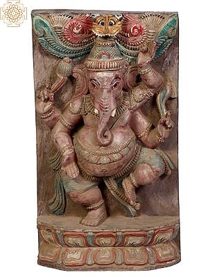 18" Dancing Lord Ganesha Wooden Statue