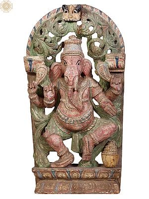 24" Wooden Dancing Ganesha