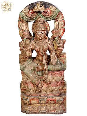 24" Wooden Sitting Devi Lakshmi