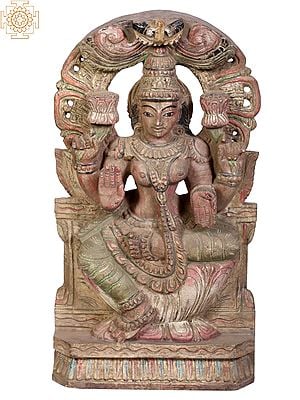 18" Wooden Blessing Goddess Lakshmi