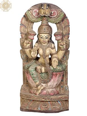 18" Wooden Blessing Goddess Lakshmi