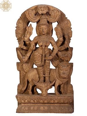 18" Wooden Blessing Goddess Durga