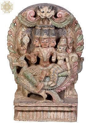 18" Wooden Brahma with Kirtimukha