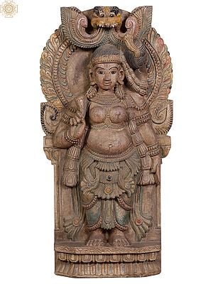 24" Wooden Nambudri Lady From Kerala