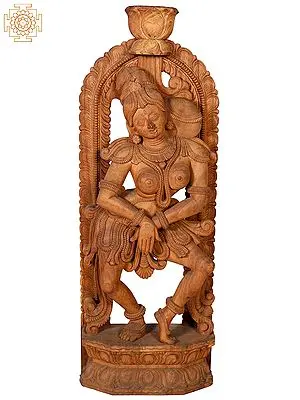 42" Large Wooden Dancing Lady Sculpture