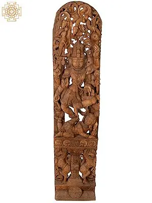 53" Large Dancing Lord Shiva Wooden Sculpture