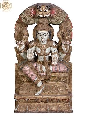 18" Wooden Lord Shiva Seated on Throne