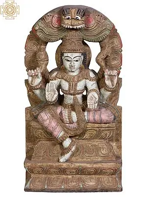 18" Wooden Lord Shiva Seated on Throne