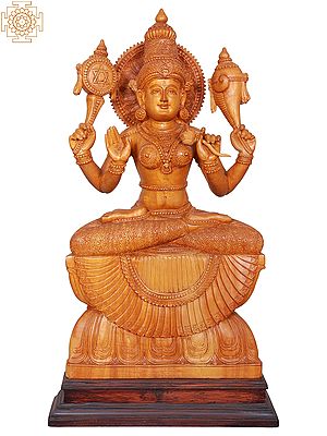 27" Wooden Goddess Lakshmi