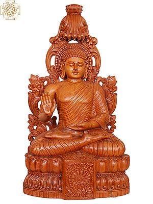 30" Teakwood Lord Buddha Statue
