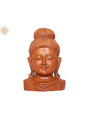 8" Wooden Lord Buddha Head