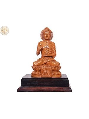 10" Wooden Lord Gautam Buddha Preaching His Dharma