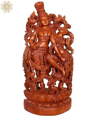 Large Wooden Radha Krishna Sculpture | Indian Crafted Idol