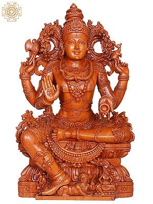 28" Wooden Lord Blessing Shiva