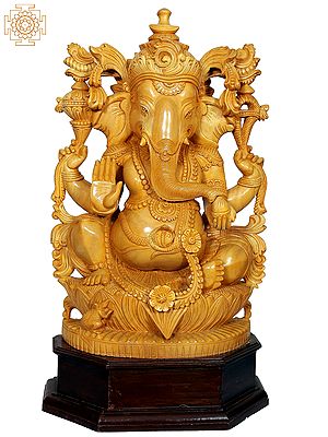 25" Wooden Blessing Lord Ganesha