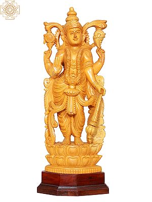 20" Wooden Standing Lord Vishnu