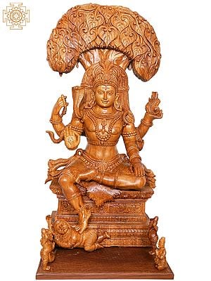 37"  Large Wooden Dakshinamurthy Shiva