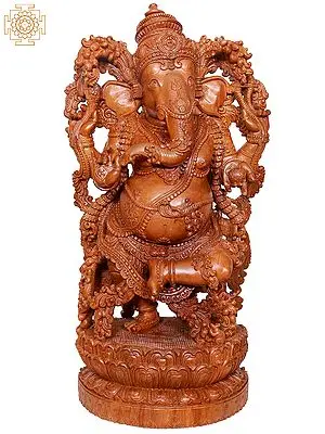 38"  Large Wooden Dancing Ganesha