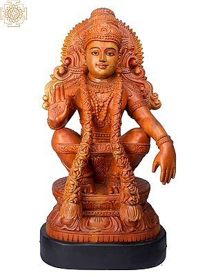21" Wooden Lord Ayyappan Seated on Throne