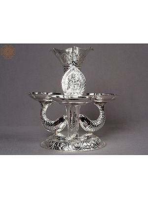 8" Silver Ganesha Tikadani from Nepal