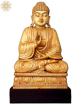 19" Wooden Seated Teaching Buddha