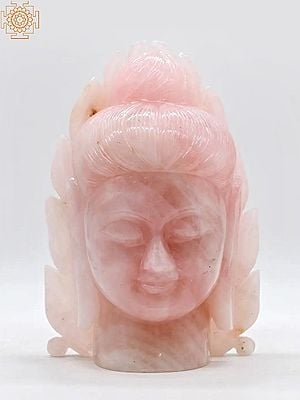 9" Lord Buddha Head in Rose Quartz Gemstone