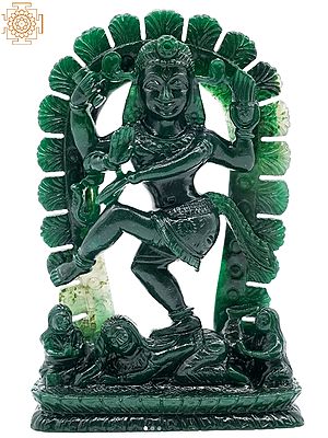 6" Lord Nataraja Carved in Dark Green Aventurine Gemstone