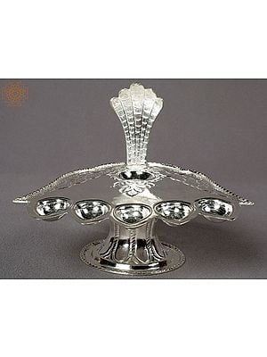 7" Silver Handheld Aarti Diya