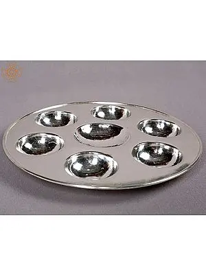 5" Silver Round Shaped Saptapala Pooja Thali