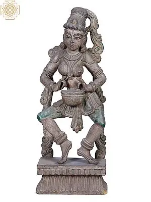 30" Large Wooden Musical Lady Playing Drum