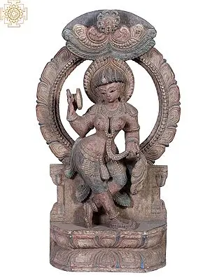 24" Wooden Mirror Lady with Prabhavali