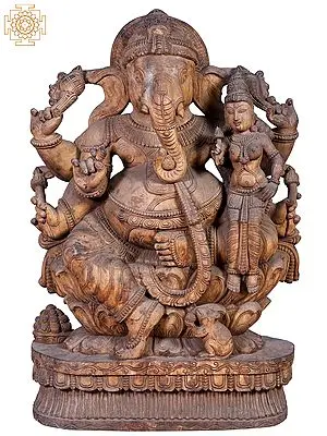 36" Wooden Sitting Lord Ganpati
