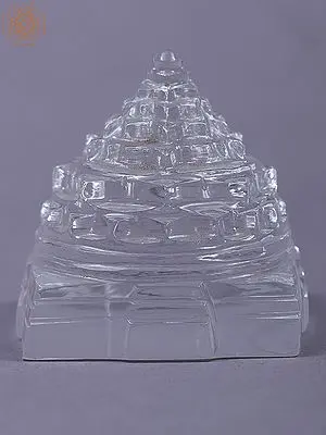 1" Small Shri Yantra Carved in Crystal | Handmade
