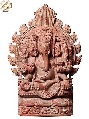 6" Small Pink Stone Panchamukhi Lord Ganesha