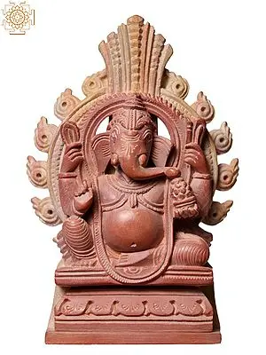 3" Small Pink Stone Lord Ganesha Eating Modak