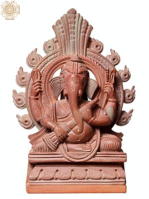 3" Small Pink Stone Lord Ganesha Playing Bugle