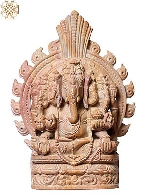 4" Small Pink Stone Panchamukhi Lord Ganesha