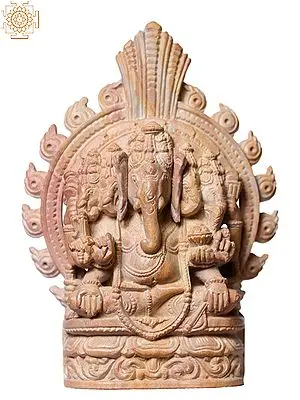 4" Small Pink Stone Panchamukhi Lord Ganesha