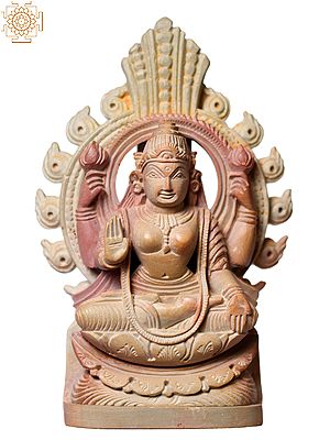 4" Small Pink Stone Goddess Lakshmi in Padmasana