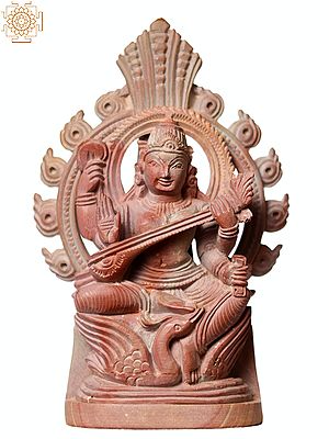 4" Small Pink Stone Goddess Saraswati