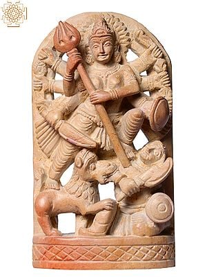 4" Small Pink Stone Eight Hands Goddess Durga