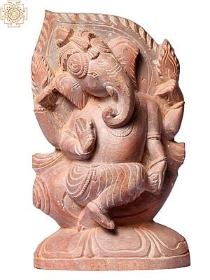 4" Small Lord Ganesha with Leaf Design