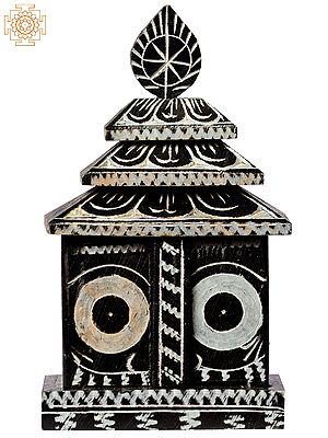 4" Small Black Stone Jagannath Temple