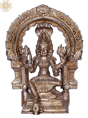 6" Devi Mariamman Seated on Kirtimukha Throne | Madhuchista Vidhana (Lost-Wax) | Panchaloha Bronze from Swamimalai