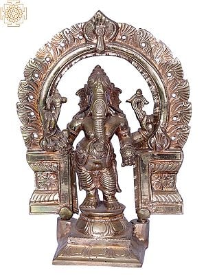 7" Four-Armed Standing Lord Ganapati Idol | Madhuchista Vidhana (Lost-Wax) | Panchaloha Bronze from Swamimalai